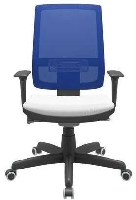 Cadeira Office Brizza Tela Azul Assento Aero Branco Autocompensador Base Standard 120cm - 63715 Sun House