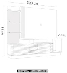Estante Painel Para TV 60 Pol 200cm Sam Z10 Off/Cinamomo - Mpozenato