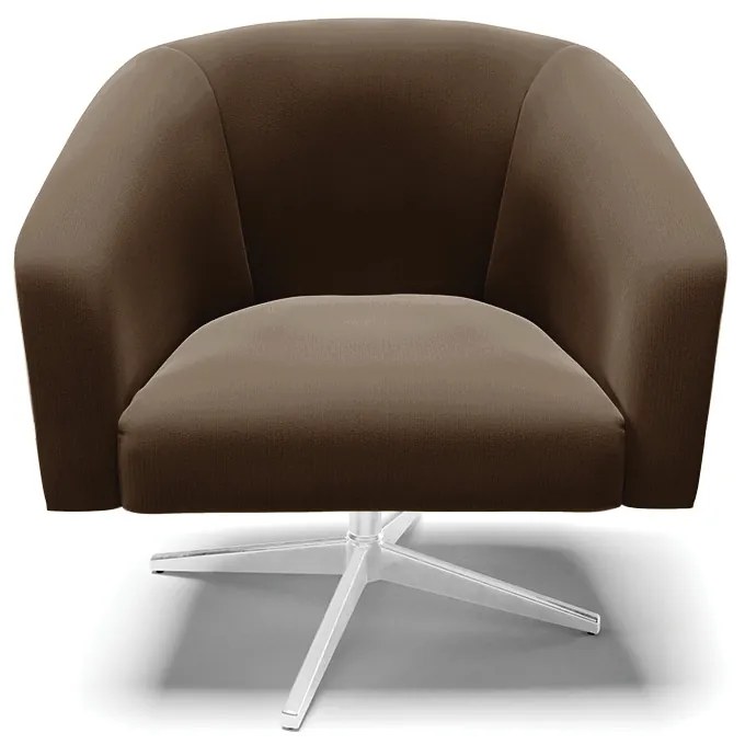 Poltrona Decorativa Giratória Cromada Stella Suede D03 - D'Rossi - Marrom