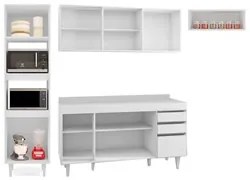 Armário de Cozinha Modulada 4 Peças CP11 Balcão com Tampo Branco - Lum