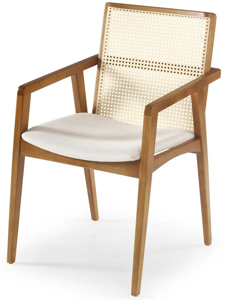 Cadeira com Braço Palmer Estofada Tela Portuguesa Estrutura Madeira Tauari Design by Traço Sensatto Studio