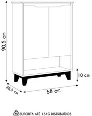 Aparador Cantinho do Café 2 Portas 68cm Hall Flow Branco - EJ Móveis