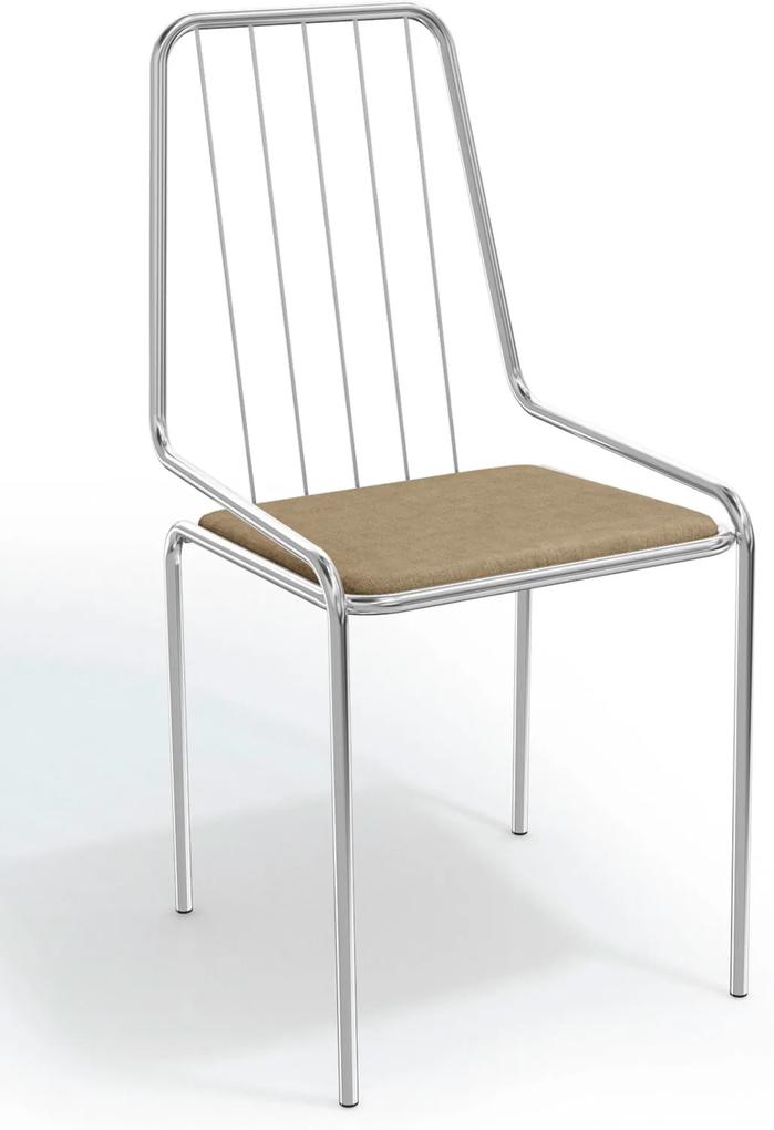Cadeira Benim Cromada De Metal Capuccino Kappesberg Prata/Bege