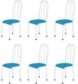 Kit 6 Cadeiras Altas 0.112 Anatômica Branco/Azul - Marcheli