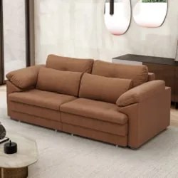 Sofá Retrátil 2 Lugares Para Sala 175cm Dijon Couro Mel S07 - Mpozenat