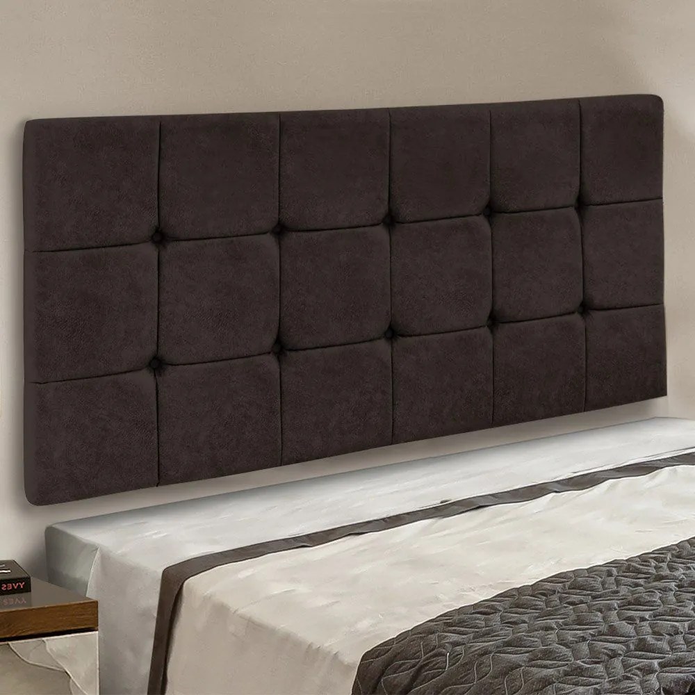 Cabeceira Painel Sleep para Cama Box Solteiro 1,00 m Suede Marrom - D'Rossi