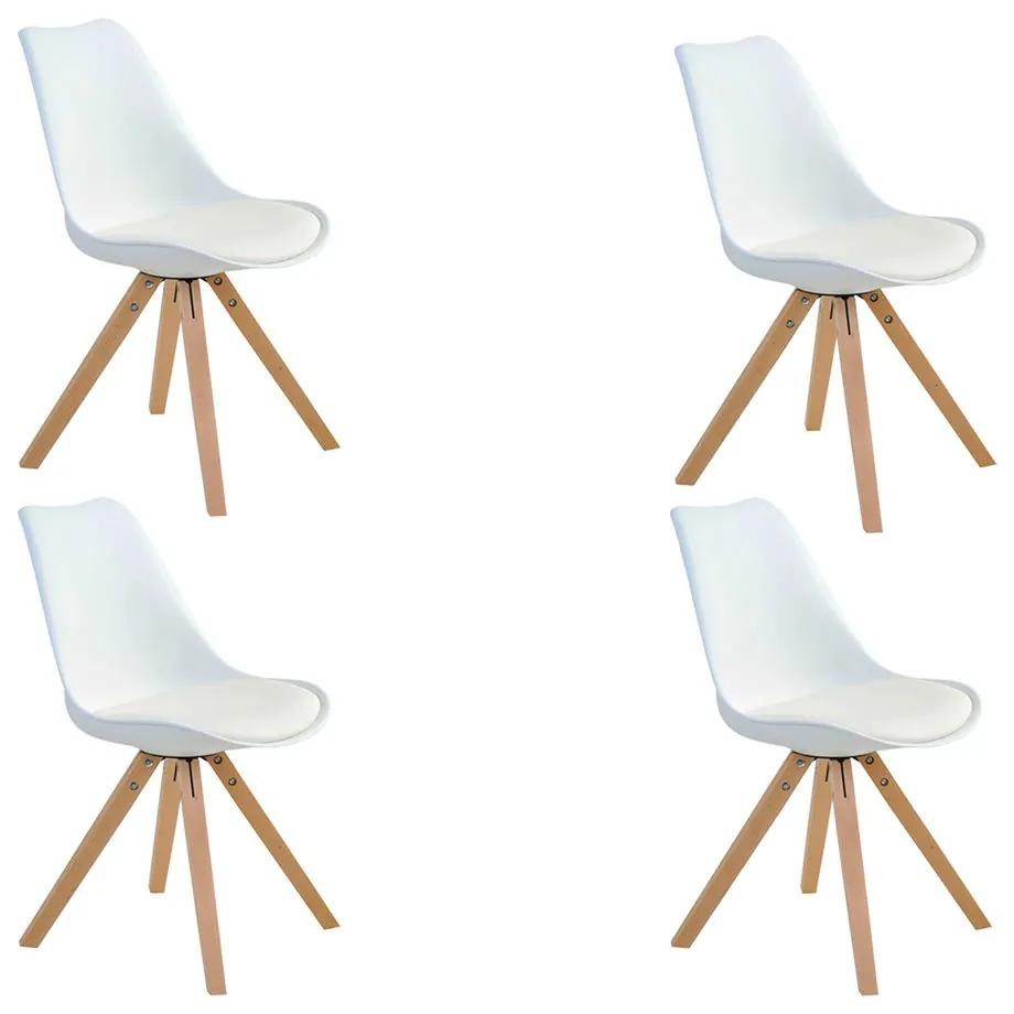 Kit 4 Cadeiras Decorativas Sala e Escritório Neo (PP) Branco G56 - Gran Belo