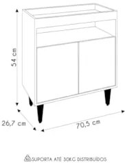 Balcão Aparador Buffet Cantinho do Café 71cm Lice Z34 Grafite - Mpozen