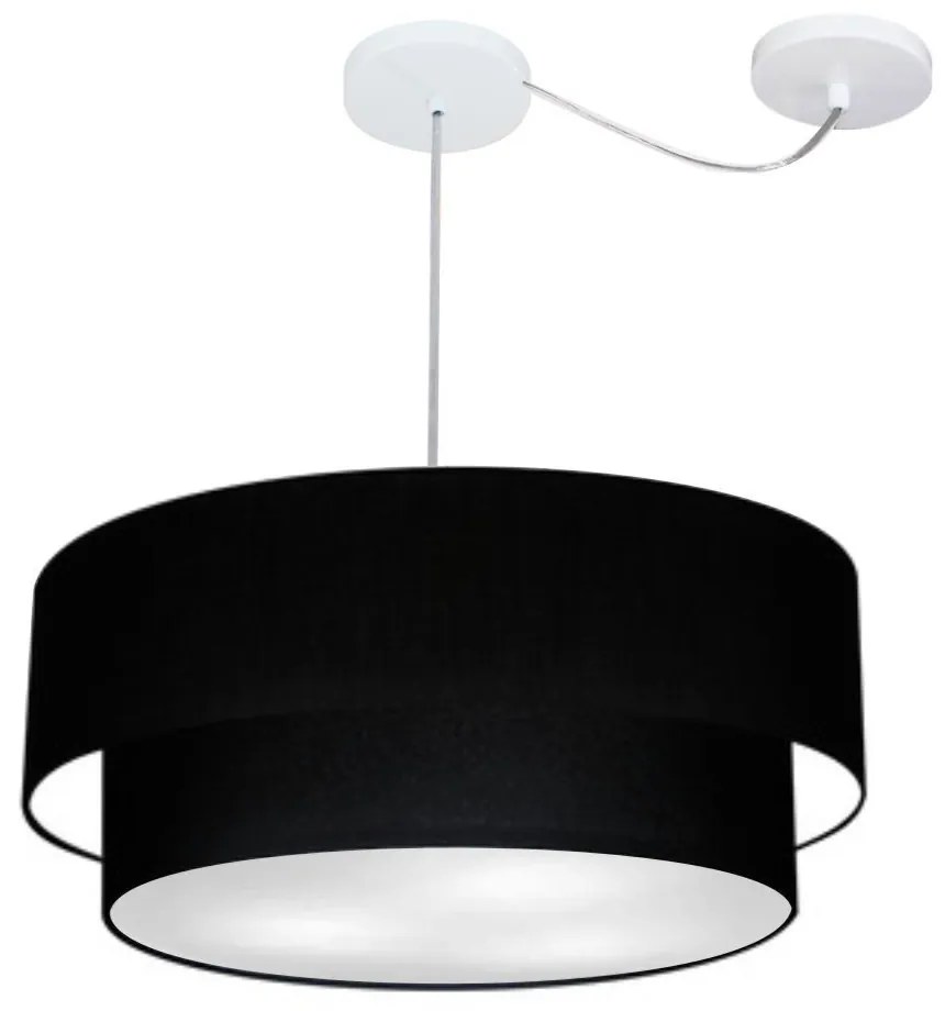 Lustre Pendente Cilíndrico Com Desvio Preto MJ-4363 Para Mesa de Jantar e Estar