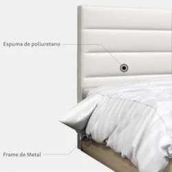 Cabeceira Casal King 195cm Greta Sintético Branco Z51 - Mpozenato