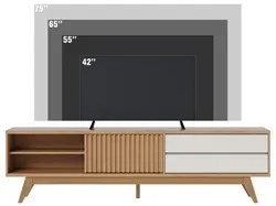 Painel para TV 75 Pol Chile e Rack Bancada Itália C05 Freijó/Off White