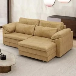 Sofá Retrátil 2 Lugares Para Sala 215cm Dijon Couro Bege S07 - Mpozena