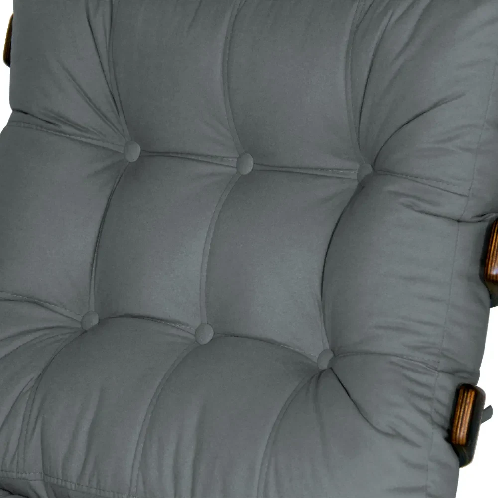 Poltrona Costela Rib Suede Cinza Grafite