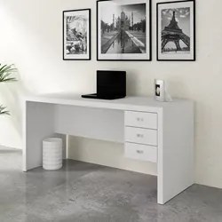 Mesa com 03 Gavetas para Home Office ME4113 Branco - Tecno Mobili