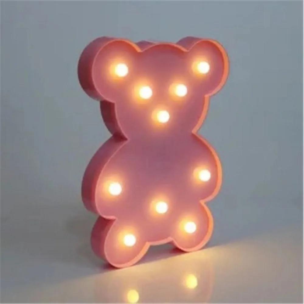 Luminária LED urso rosa