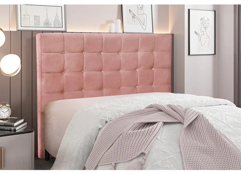 Cabeceira Cama Box King 195 cm Verona Veludo Rosa S04 - D'Rossi