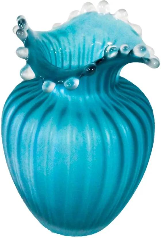 Vaso Decorativo em Vidro na Cor Azul Claro - 21x13cm
