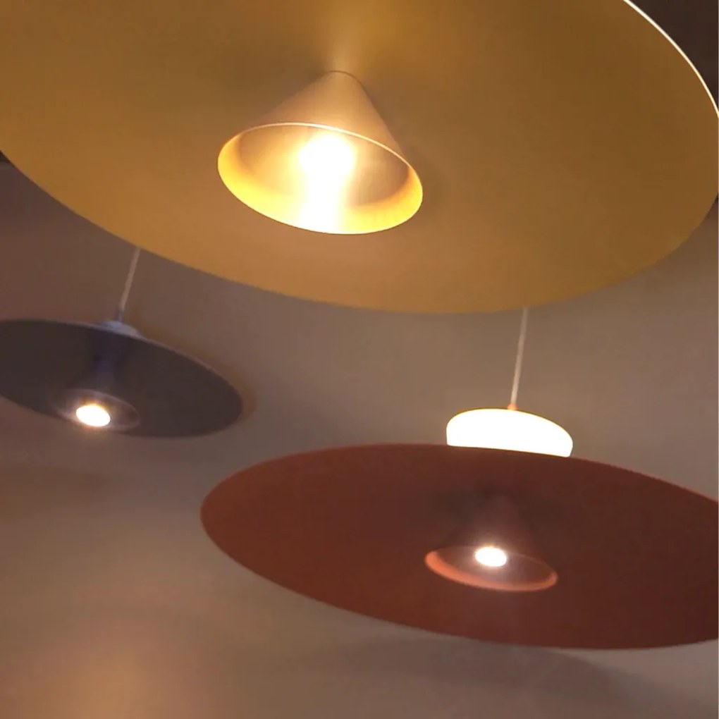 Pendente Rebatedor E Pontual Ø60X30Cm Disco Curvo Alumínio 01Xled 9W 2... (DOURADO FOSCO, 110v)