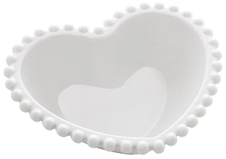 Saladeira Porcelana Coração Beads Branco 18x15x5cm 28494 Bon Gourmet