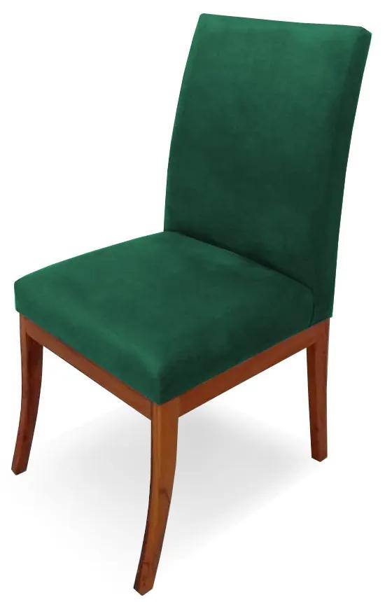 Conjunto 4 Cadeiras Raquel para Sala de Jantar Base de Eucalipto Suede Verde Bandeira