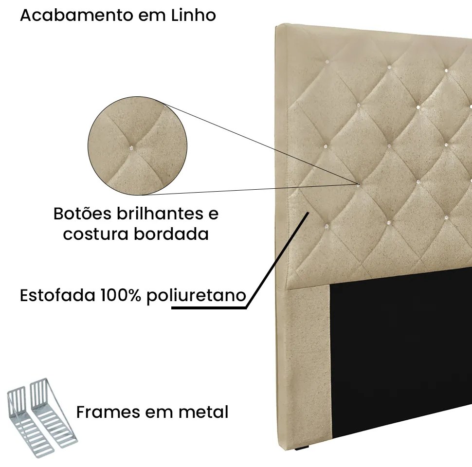 Cabeceira Cama Box Solteiro 90 cm Tania Linho Dourado S04 - D'Rossi