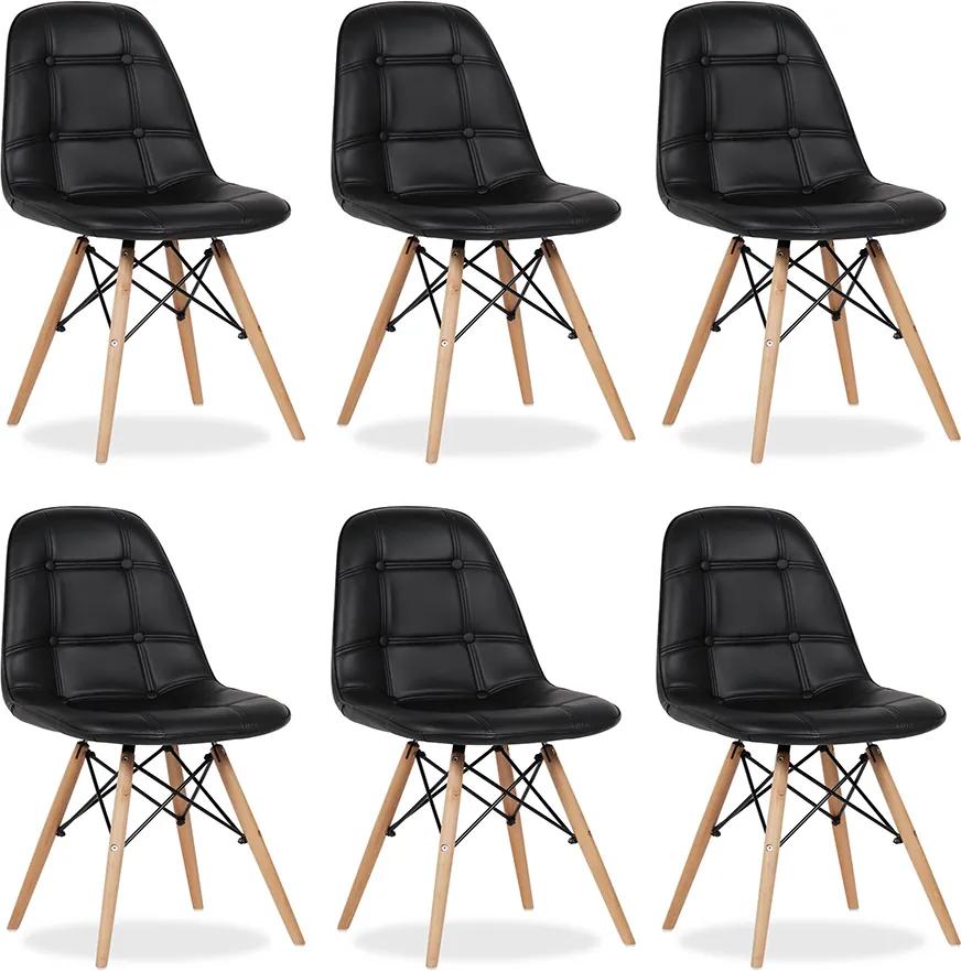 Conjunto 6 Cadeiras Eiffel Botonê Eames DSW Preta