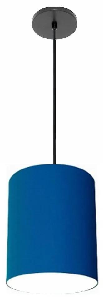 Luminária Pendente Vivare Free Lux Md-4104 Cúpula em Tecido - Azul-Marinho - Canola preta e fio preto