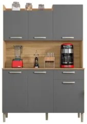 Armário de Cozinha Compacta 121cm Pádua Z06 Freijó/Gris - Mpozenato