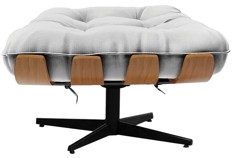 Puff Giratório Costela Suede Base Giratória Preto - D'Rossi - Cinza