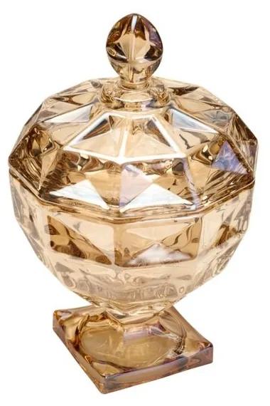 Potiche Decorativo Cristal Com Pé Diamant Âmbar 17,5x24cm 26651 Wolff