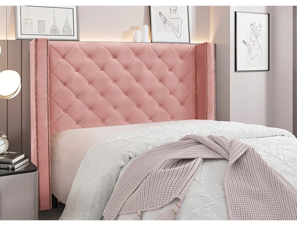 Cabeceira Cama Box Queen 160 cm Vicenza Veludo S04 - D'Rossi - Rosa