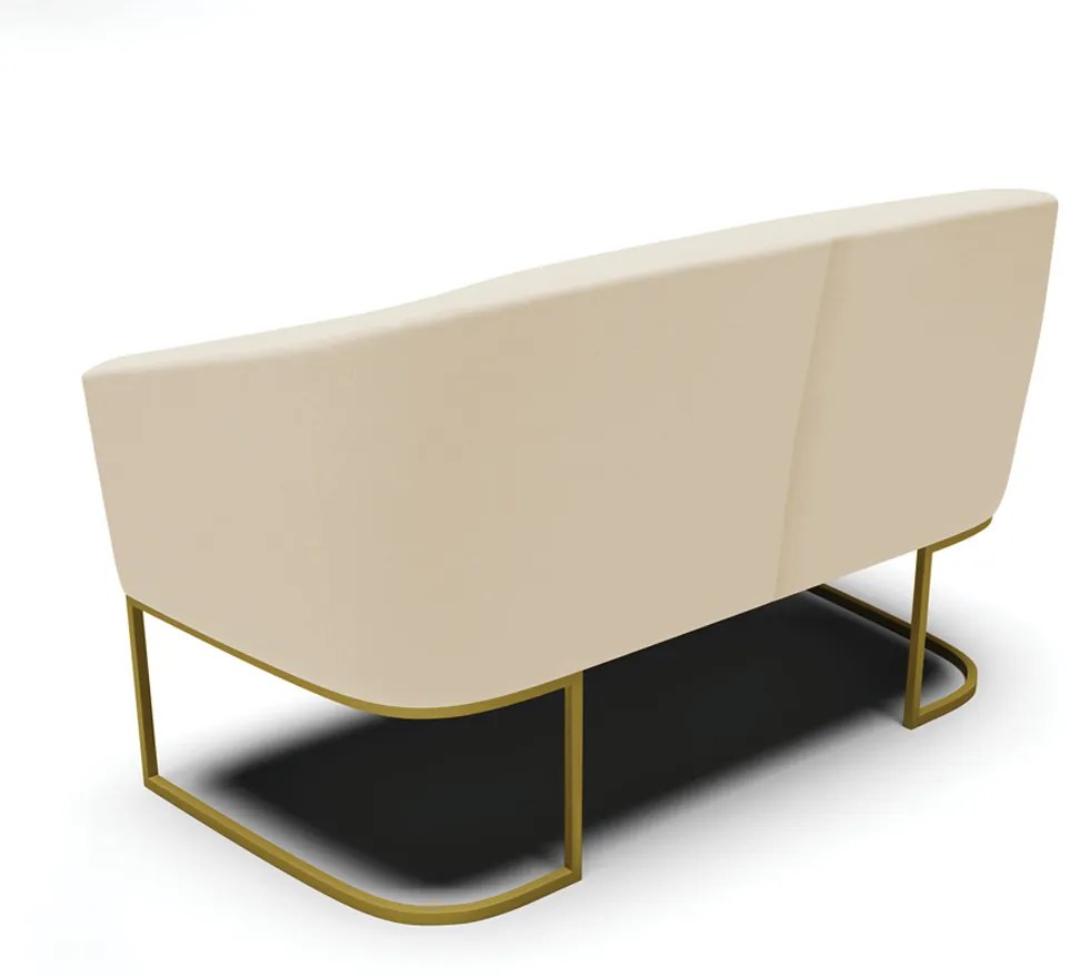 Sofá 2 Lugares Namoradeira Industrial Dourado Stella Linho D03 - D'Rossi - A19 Bege