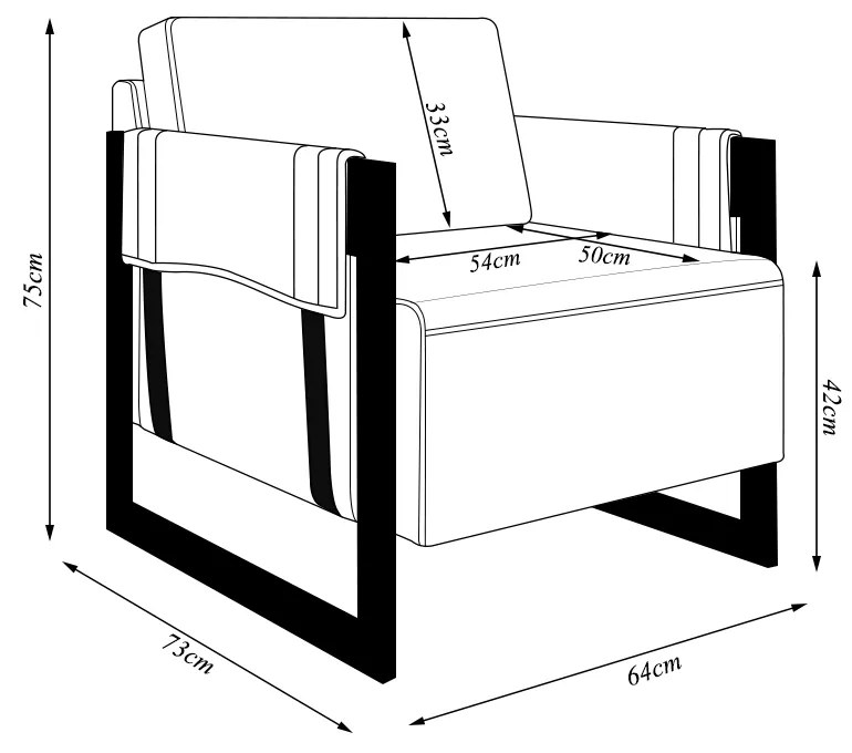 Kit 2 Poltronas Decorativa Sala de Estar Moria Base em Ferro Pu Preto/Marrom G33 - Gran Belo