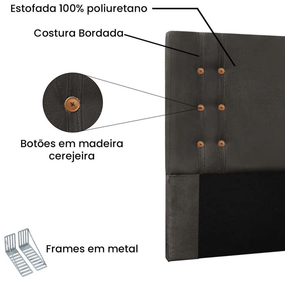 Cabeceira Gênova Para Cama Box Casal 140 cm Suede Cinza - D'Rossi