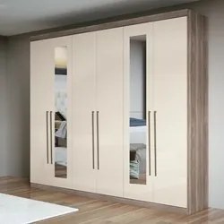 Guarda Roupa Casal Com Espelho 6 Portas Versalhes Castanha/Off White -