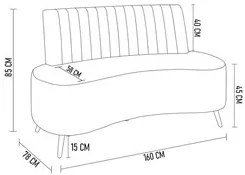 Sofá 2 Lugares para Sala Living 160cm Pés Palito Tamar K04 Veludo Cinz