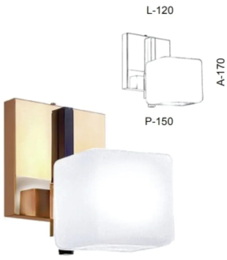 Arandela Simples Vidro Quadrado 12X17X15Cm Metal E Cubo 01Xg9 |Old Art... (BRANCO, AMBAR)