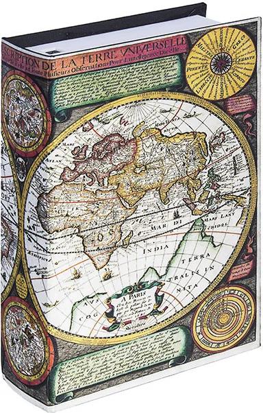 Caixa Livro de Seda Mapa Mundi Cores