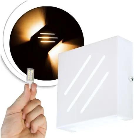 Arandela Frisada Flat Externa c/ LED 5W Incluso | Cor da Luz: 2.700k | Tam: 14x14cm | Cor: Branco | Soq: G9 | Mod: Wolverine