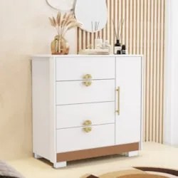 Cômoda Para Quarto 93cm Com 1 Porta Nara Flex Branco V02 - Mpozenato