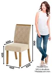 Kit 2 Cadeiras Estofadas para Sala de Jantar Vita Nature/Linho - Henn