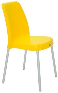 Cadeira Tramontina Vanda Amarela em Polipropileno com Pernas em Alumínio