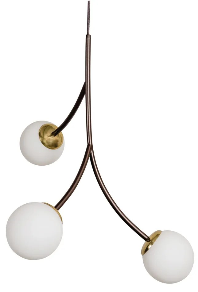 Pendente Zucca Ø23X53Cm 3Xg9 Cabo Rayon / Globo Ø12Cm | Usina 16855/3 (BT / CB-PV - Branco Texturizado / Cobre Brilho Polido Verniz, AMBAR)