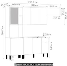 Cozinha Compacta Balcão Com Pia 120cm Laura Plus Freijó/Soft Z06 - Mpo