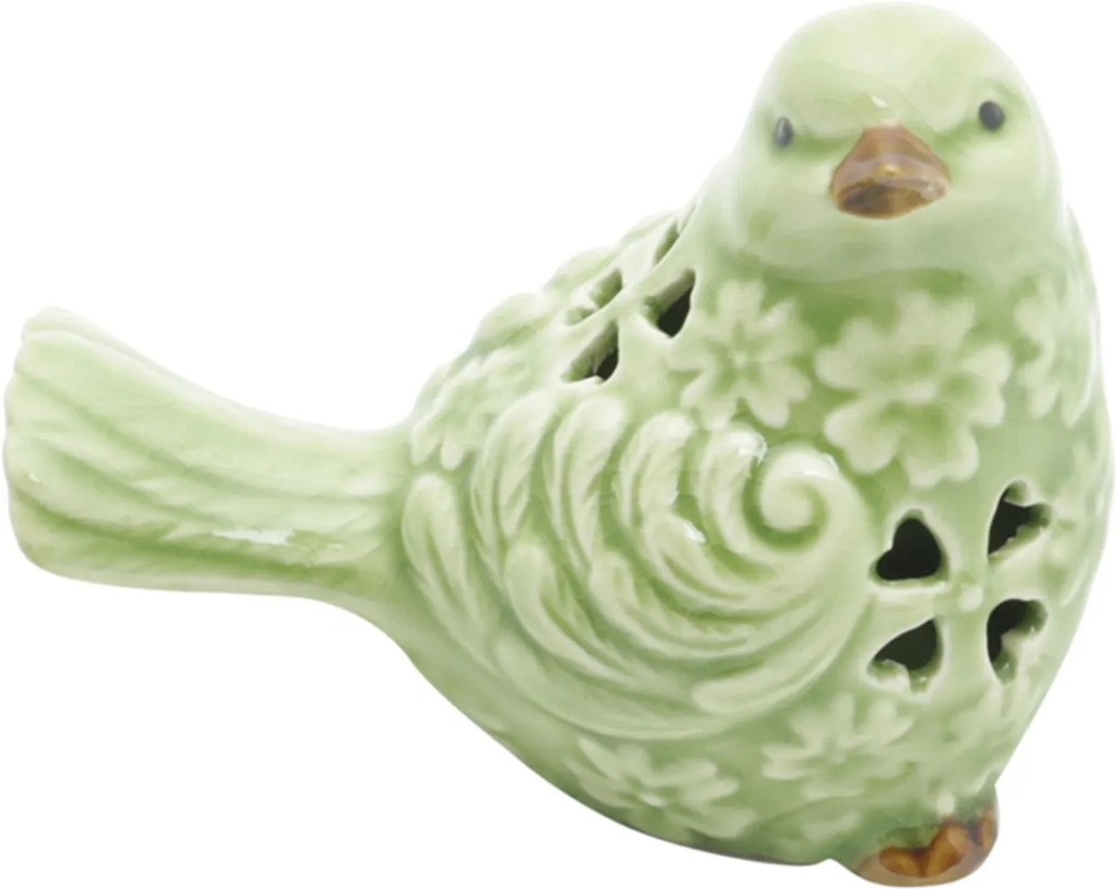 Pássaro Decorativo em Cerâmica Verde