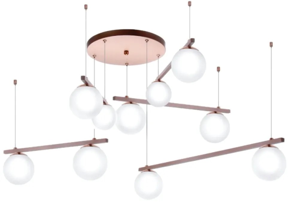 Pendente Irregular Ø130Cm Metal E Globo Ø10Cm 10Xg9|Old Artisan Pd-552... (CHAMPANHE / DOURADO BRILHO, AMBAR)