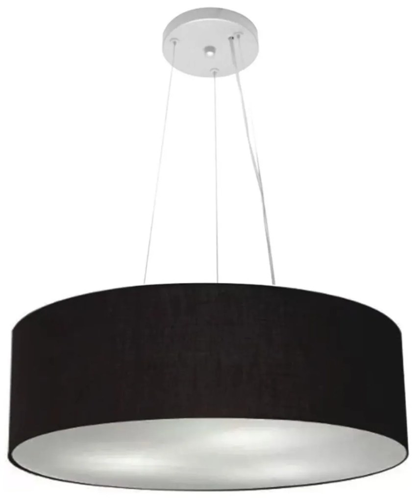 Lustre Pendente Cilíndrico Md-4134 Cúpula em Tecido 50x15cm Preto - Bivolt