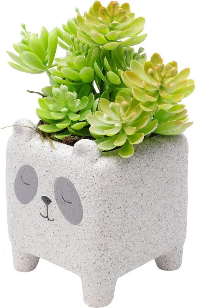 Cachepot Concreto Vaso Decorativo Sleeping Panda