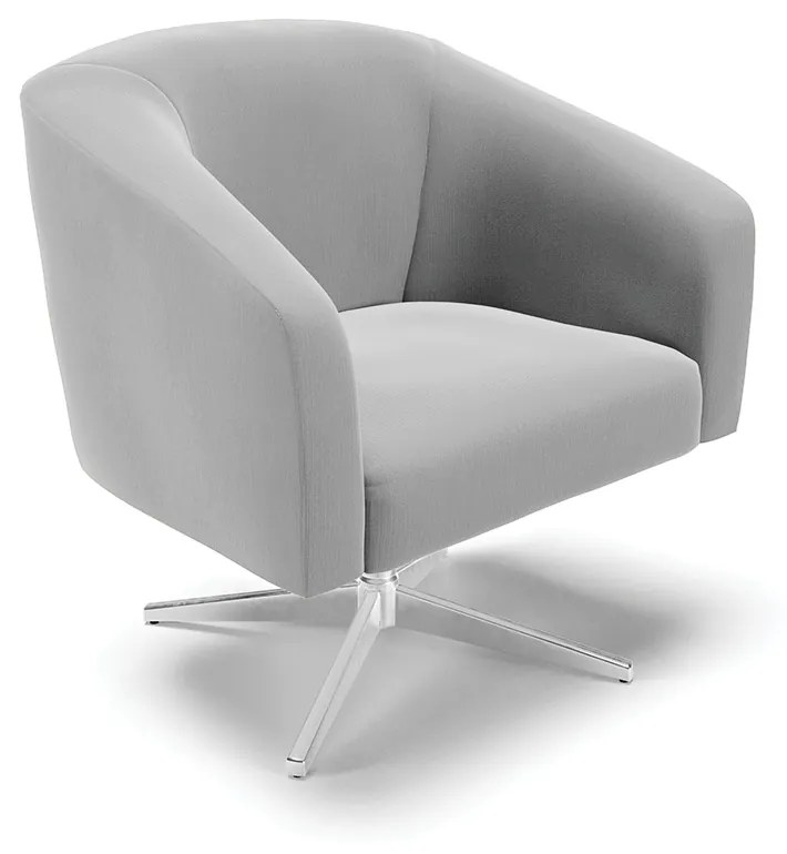 Poltrona Decorativa Giratória Cromada Stella Suede D03 - D'Rossi - Cinza