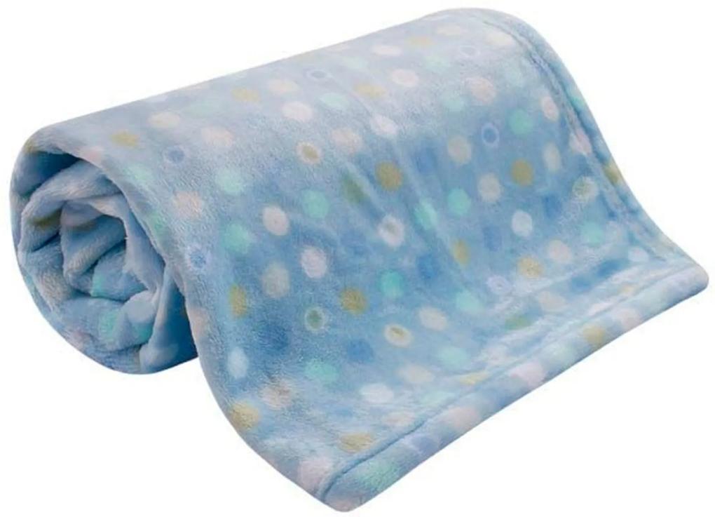Cobertor Bebê Microfibra Flannel Camesa Azul Poa